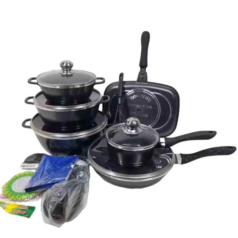 17PCS Cooking Utensils Pots Panelas Kitchenware Set Aluminium Alloy Induction Cookware Set Casserole Ustensiles De Cuisine