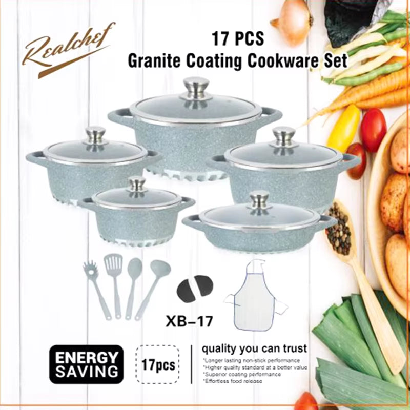 17PCS Cooking Utensils Pots Panelas Kitchenware Set Aluminium Alloy Induction Cookware Set Casserole Ustensiles De Cuisine