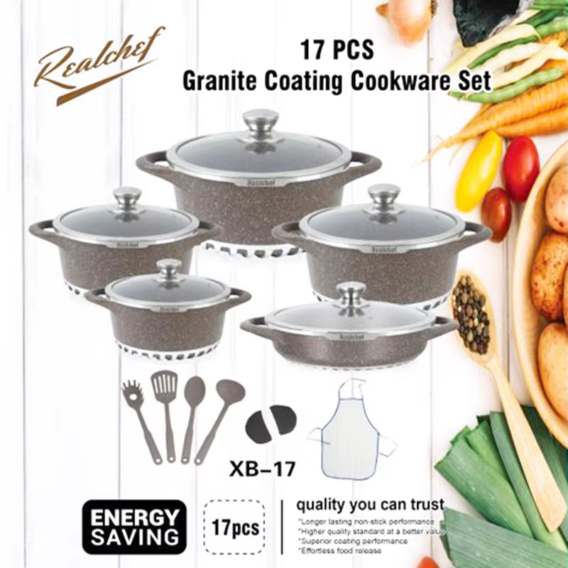 17PCS Cooking Utensils Pots Panelas Kitchenware Set Aluminium Alloy Induction Cookware Set Casserole Ustensiles De Cuisine