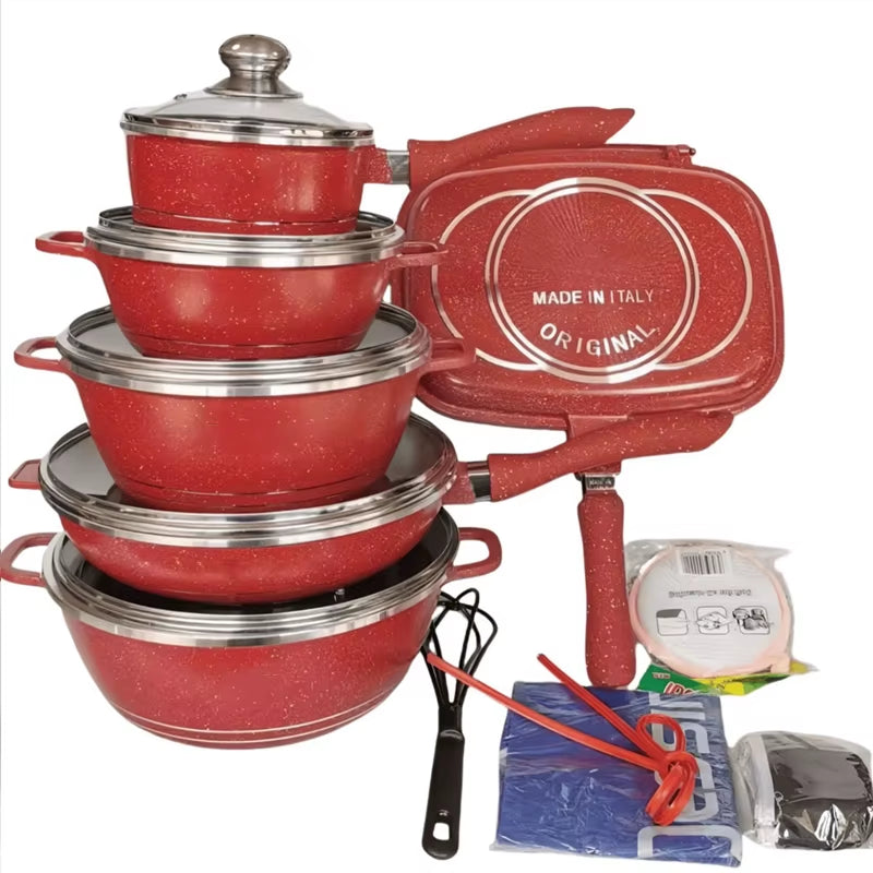 17PCS Cooking Utensils Pots Panelas Kitchenware Set Aluminium Alloy Induction Cookware Set Casserole Ustensiles De Cuisine