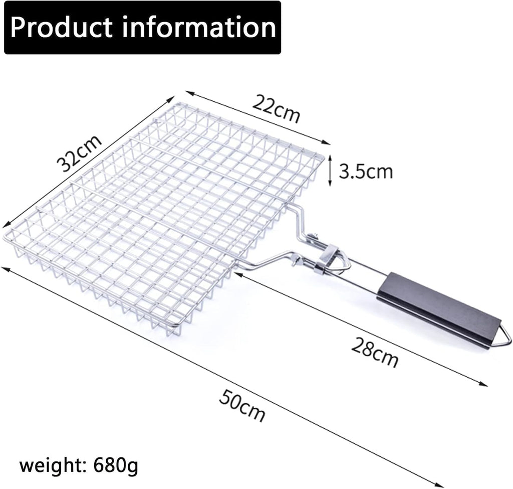 Grill Basket Large Portable Folding BBQ Camping Grilling Rack for Fish, Vegetables, Shrimp, Barbeque Griller Cooking Accessories, Grilling Gifts