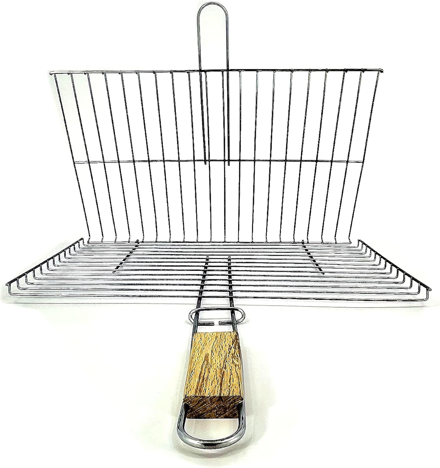 Grill Basket 11.8 X 15.8-Inch for Outdoor Grill, Barbecue Basket for Fish, Steak, Chicken, Vegetables, Shish Kabob and Shrimp, Large Lockable Basket with Wooden Handle, Stainless Steel, BBQ