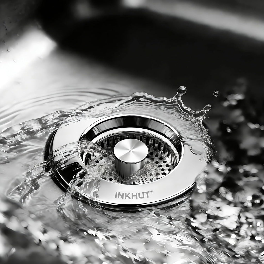 Upgraded 3 in 1 Kitchen Sink Drain Strainer - Stainless Steel Sink Stopper, Anti-Clogging Sink Food Catcher Basket, Fast Drainage Odor Filter Sink Plug for US Standard 3 1/2 Inch Drain (Silver-1Pack)