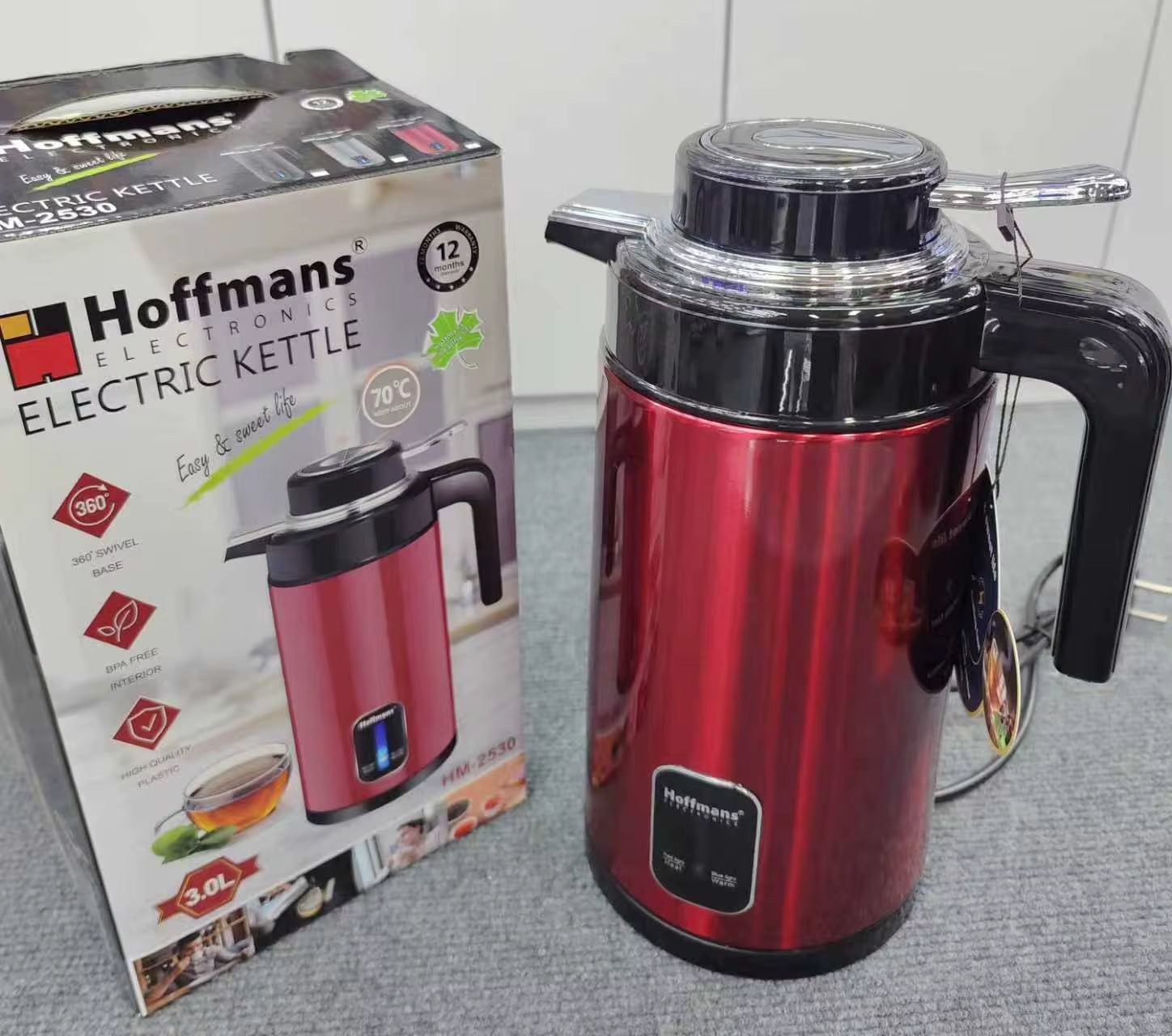 Hot Sale Africa 220V 3L Travel Electric Kettle EU Plug Stainless Steel Inner Kitchen Utensil