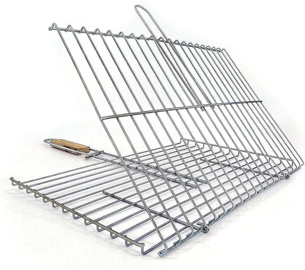 Grill Basket 11.8 X 15.8-Inch for Outdoor Grill, Barbecue Basket for Fish, Steak, Chicken, Vegetables, Shish Kabob and Shrimp, Large Lockable Basket with Wooden Handle, Stainless Steel, BBQ
