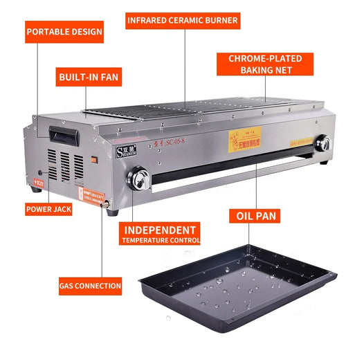 China SC Hot Seller Smokeless Gasbbq Grill Heating Tube Bbq Grill Commercial Electric Grill with Stainless Steel Housing
