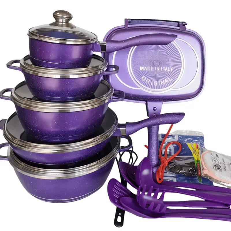 17PCS Cooking Utensils Pots Panelas Kitchenware Set Aluminium Alloy Induction Cookware Set Casserole Ustensiles De Cuisine