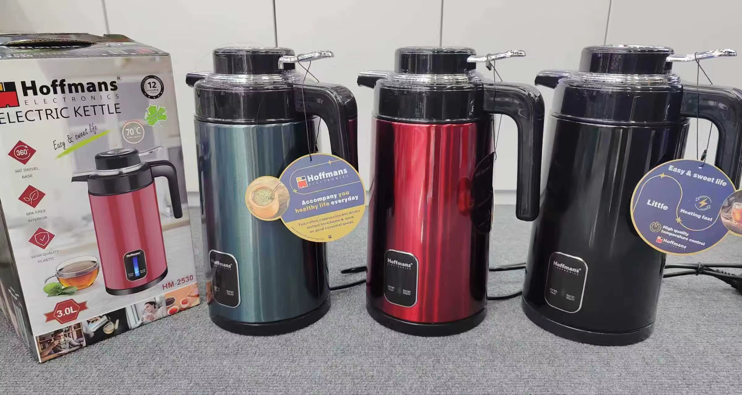 Hot Sale Africa 220V 3L Travel Electric Kettle EU Plug Stainless Steel Inner Kitchen Utensil