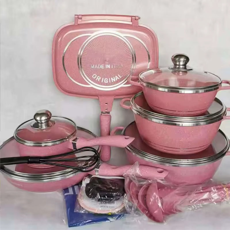 17PCS Cooking Utensils Pots Panelas Kitchenware Set Aluminium Alloy Induction Cookware Set Casserole Ustensiles De Cuisine